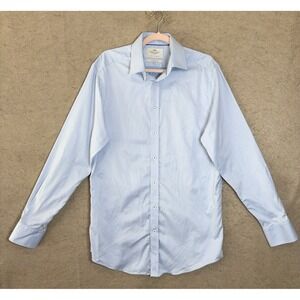 Hawes & Curtis Dress Shirt Mens 16.5 / 36 Blue Solid Extra Slim Fit 2 Ply Cotton